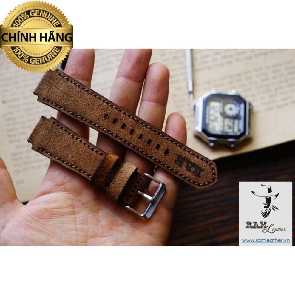 DÂY ĐỒNG HỒ APPLE WA DA BÒ LỘN NÂU ĐẬM - DA BÒ THẬT - RAM CLASSIC 1960 - RAM LEATHER - ĐỦ SIZE DÀNH CHO APPLE WATCH .