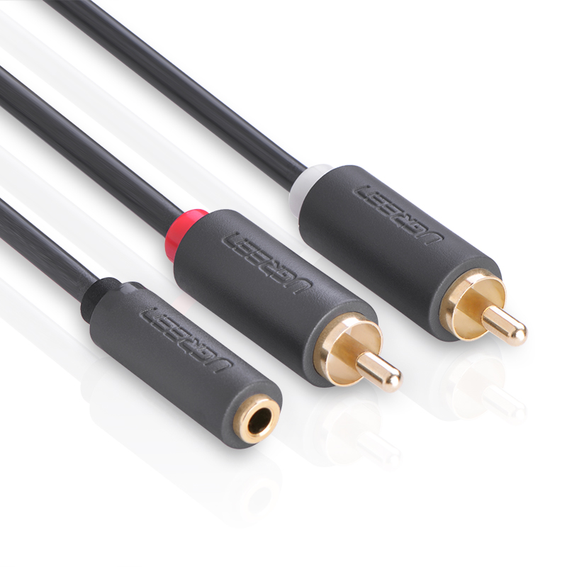 Dây cáp 3.5mm cái ra 2 đầu RCA đực dài 3M UGREEN AV111 10549 - Hàng chính hãng