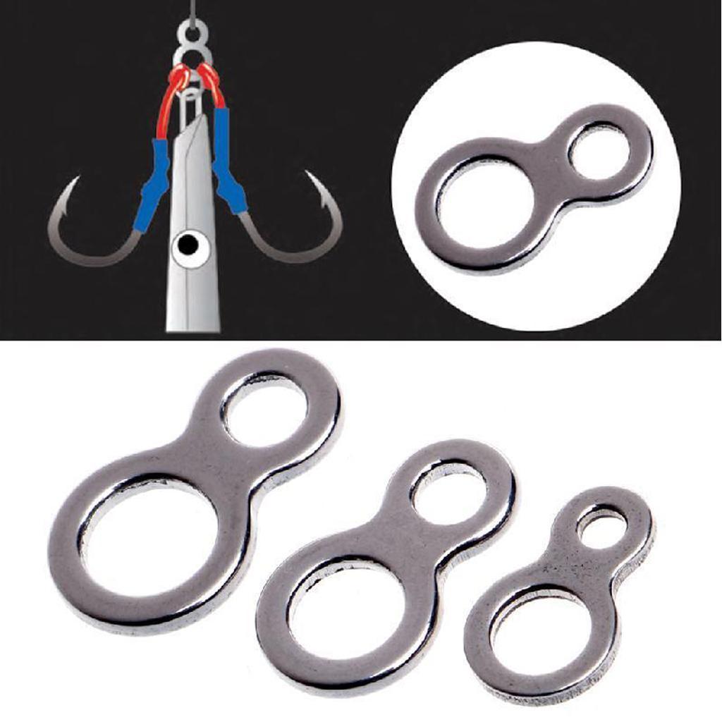 50Pcs Fishing Butterfly Jigging Figure 8 Ring Stainless Steel Assist Hooks