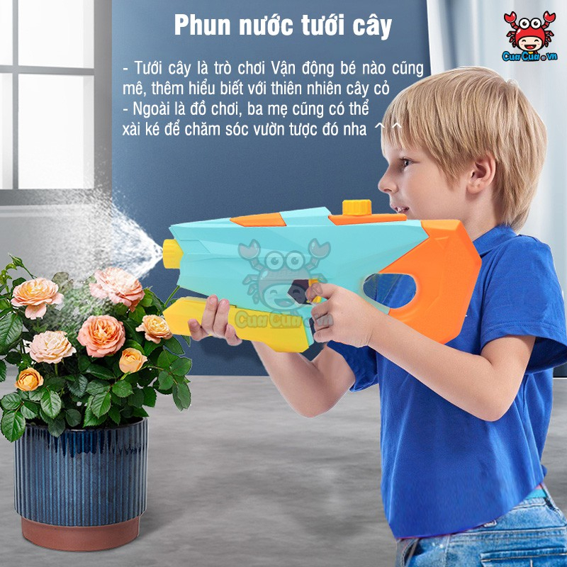 Đồ Chơi Súng Nước TONG_LI Cao Cấp Phun Nước 3 Chế Độ (Bắn Nước Xa, Phun Tỏa, Phun Sương Tưới Cây Tạo Cầu Vồng Ngoài Trời)