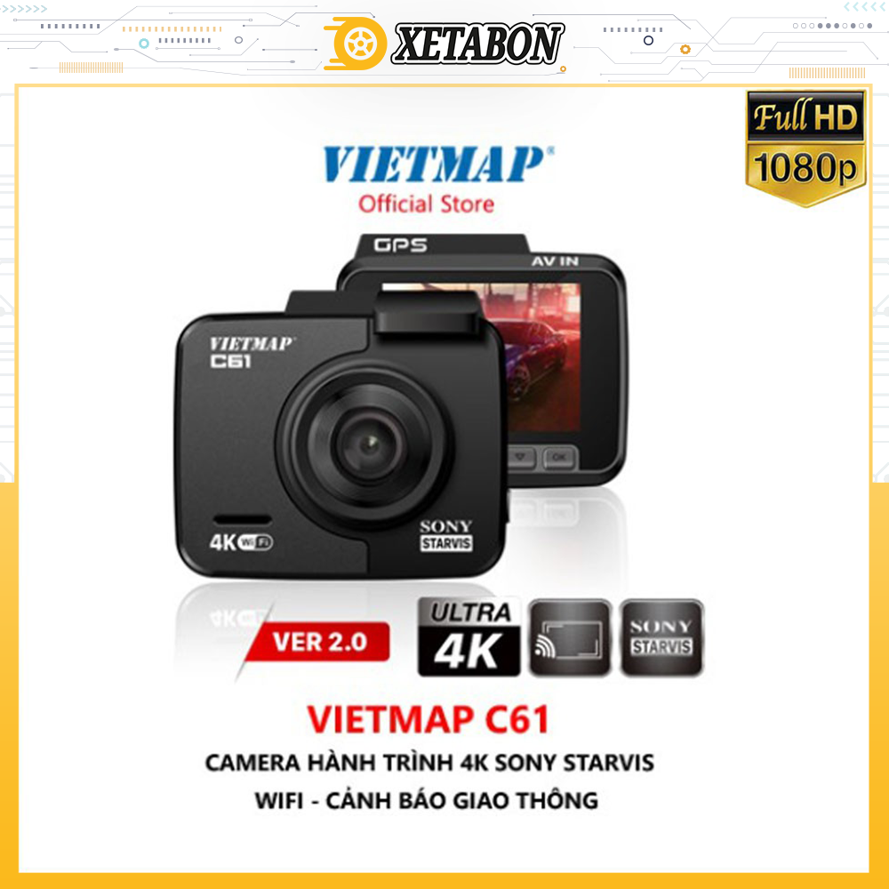 Camera hành trình C61 , Màn Hình 4K Cảnh Báo Giao Thông Giọng Nói, Ghi Hình Cả Ngày Và Đêm + TẶNG THẺ NHỚ 32GB
