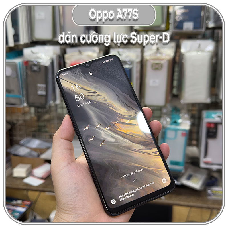 Cường lực Super-D cho Oppo A77S - Full viền Đen - hàng nhập khẩu