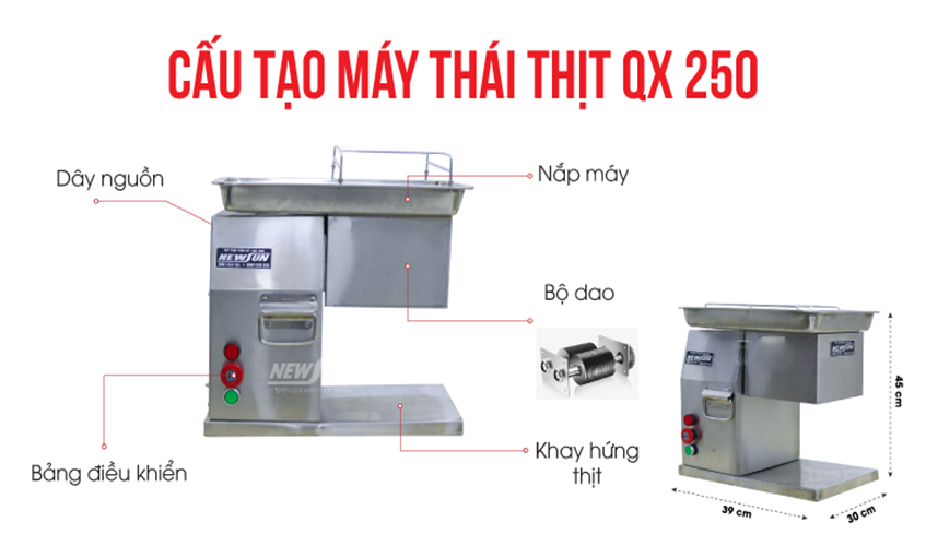 Máy Cắt, Thái Thịt QX 250 NEWSUN, Công Suất 750W, Thái Thịt Nhanh, Đa Năng - Hàng Chính Hãng