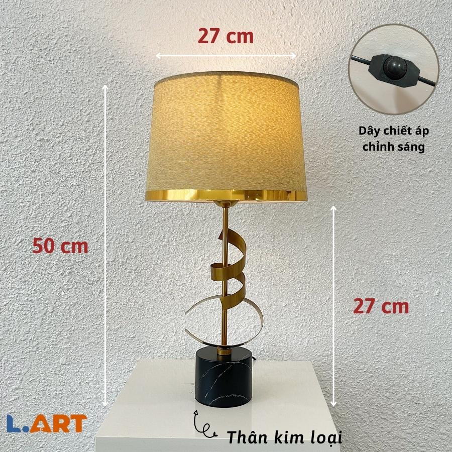 Đèn để bàn cao cấp đèn ngủ kim loại đế đen mạ sơn vàng chống rỉ DBK005