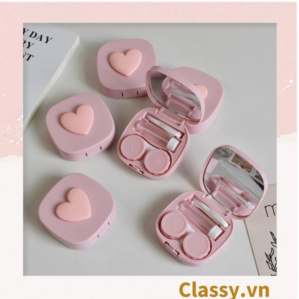 Hộp đựng kính áp tròng Classy tông màu pastel nhẹ nhàng, họa tiết trái tim PK1673 | Hộp đựng kính áp tròng