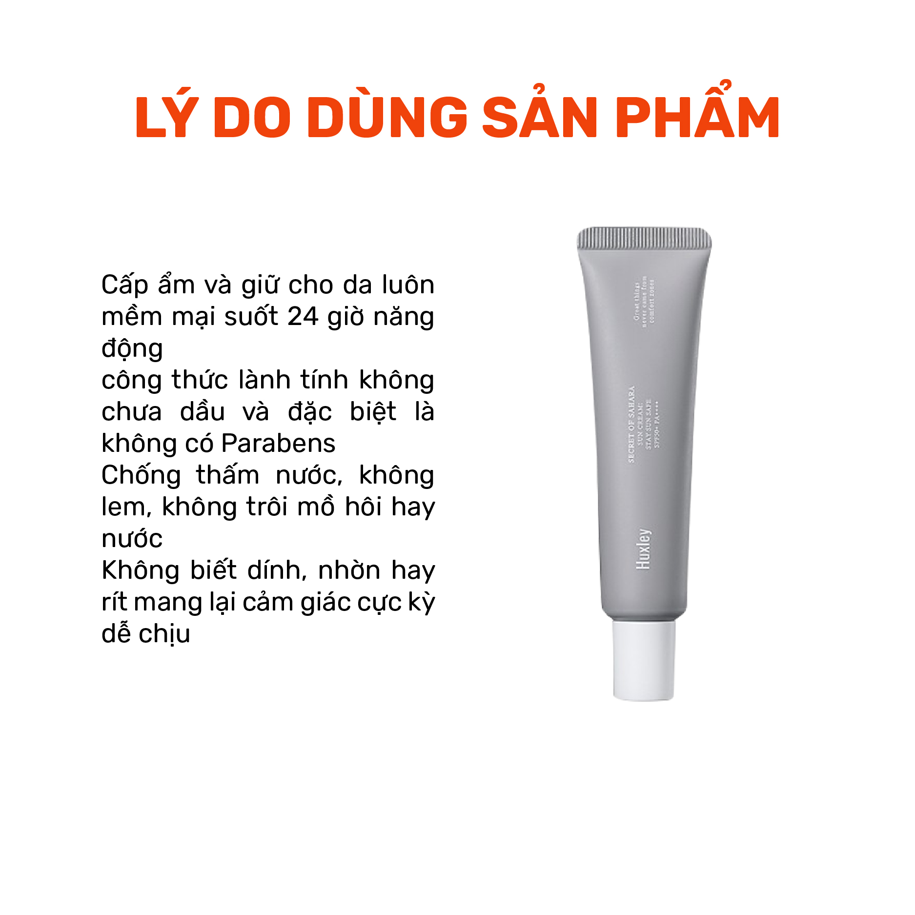 Giảm đến 60% - Kem chống nắng mịn nhẹ bảo vệ da chống lão hóa Huxley Sun Cream Stay Sun Safe SPF50+/PA++++ 35ml