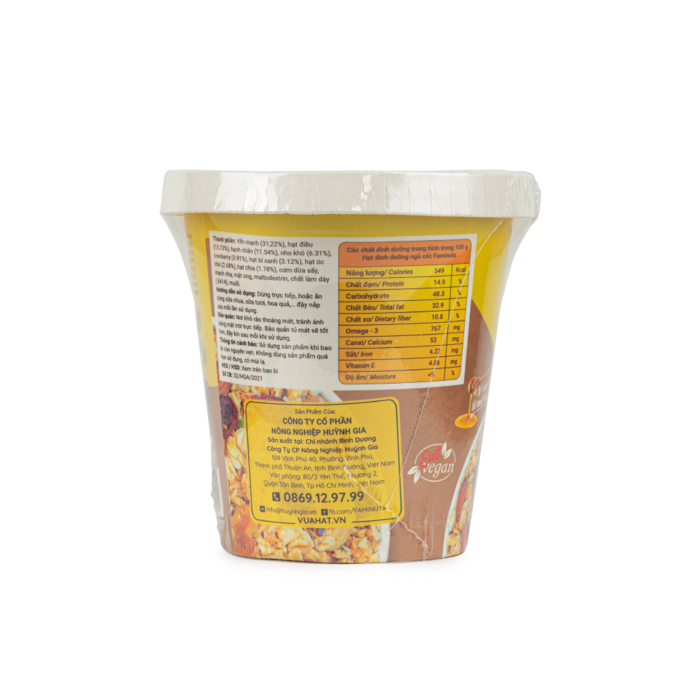 HẠT DINH DƯỠNG NGŨ CỐC GRANOLA FAMINUTS - Ly Giấy 42g - Ngữ Cốc Giảm Cân