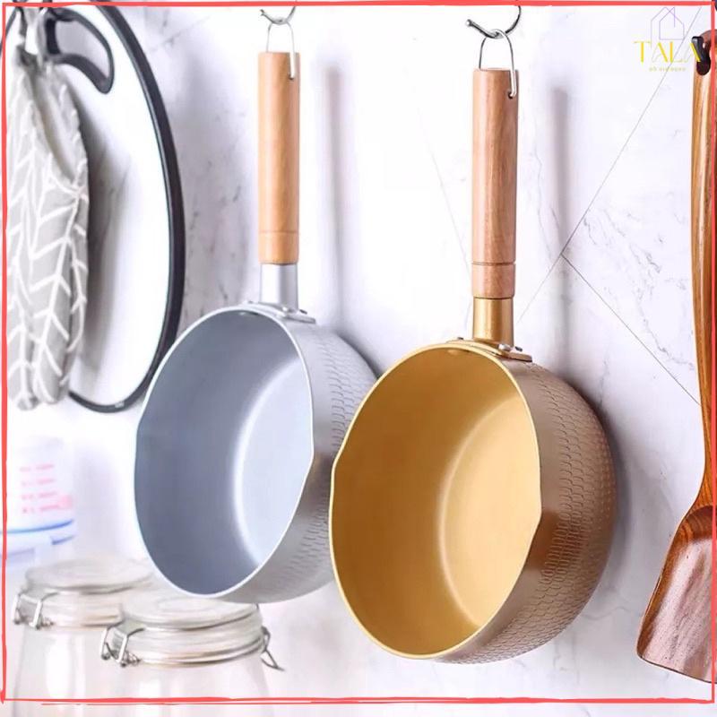 Chảo Chống Dính 18cm Đáy Sâu Kiểu Nhật - Chảo Chống Dính Chiên Xào, Nấu Bột Cho Bé Tay Cầm Gỗ