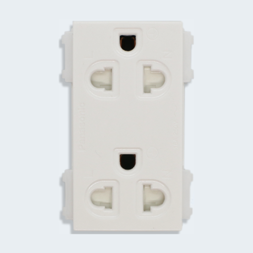 Ổ cắm đôi 3 chấu có màn che