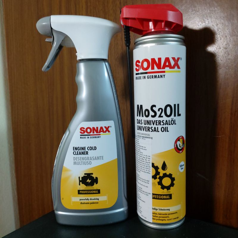 Combo Vệ sinh động cơ Sonax Engine Cold Cleaner & Dầu phủ bảo vệ Sonax Mos2Oil 400ml