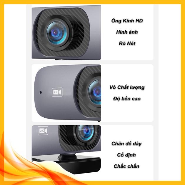 Webcam UHD 2K Kèm Micro, Xoay 360 Độ, Góc nhìn siêu rộng 130, Phù Hợp Hội Nghị ️