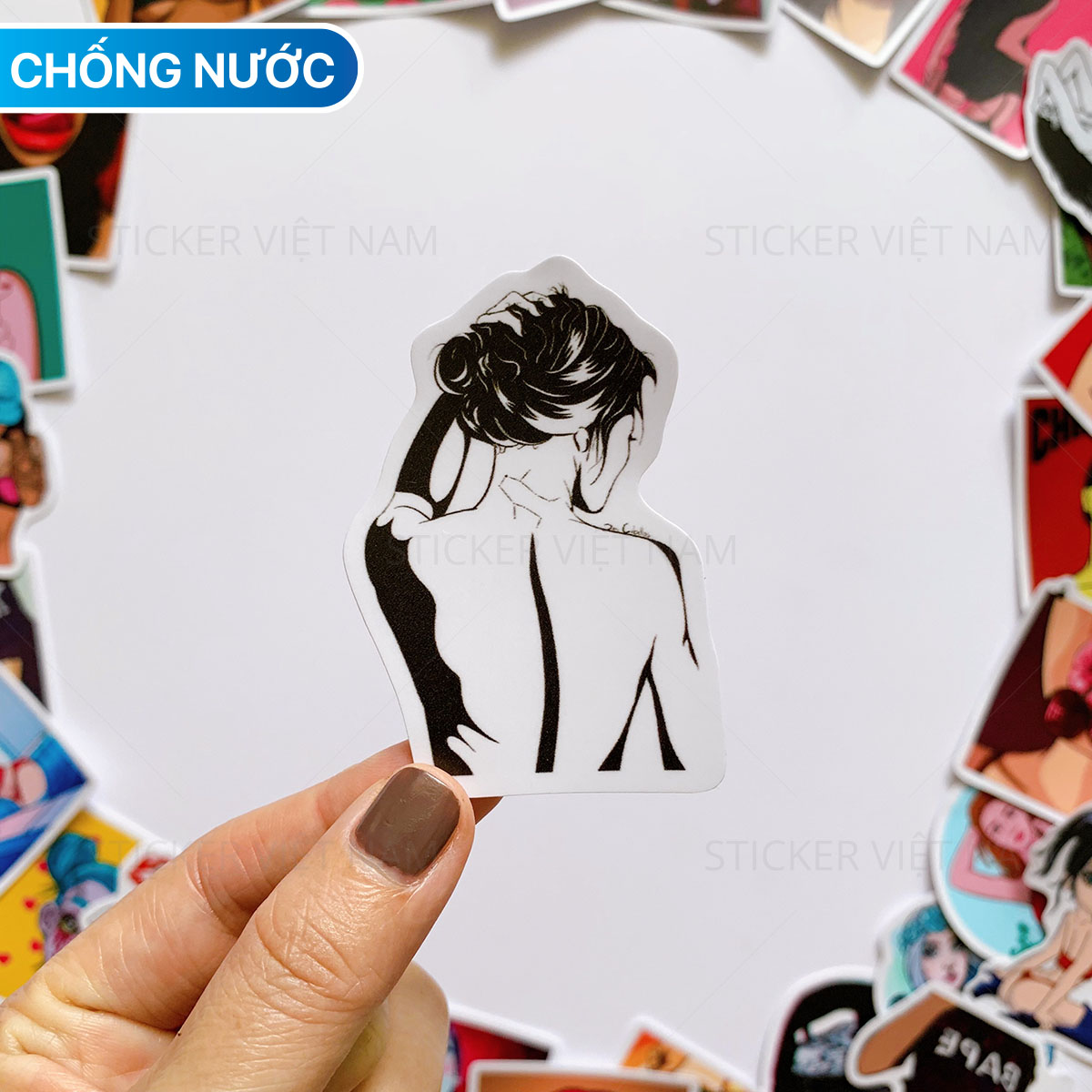 Sticker Bad Girl - Cô Gái Ngầu - Chất Liệu PVC Chất Lượng Cao Chống Nước - Kích Thước 4-8cm