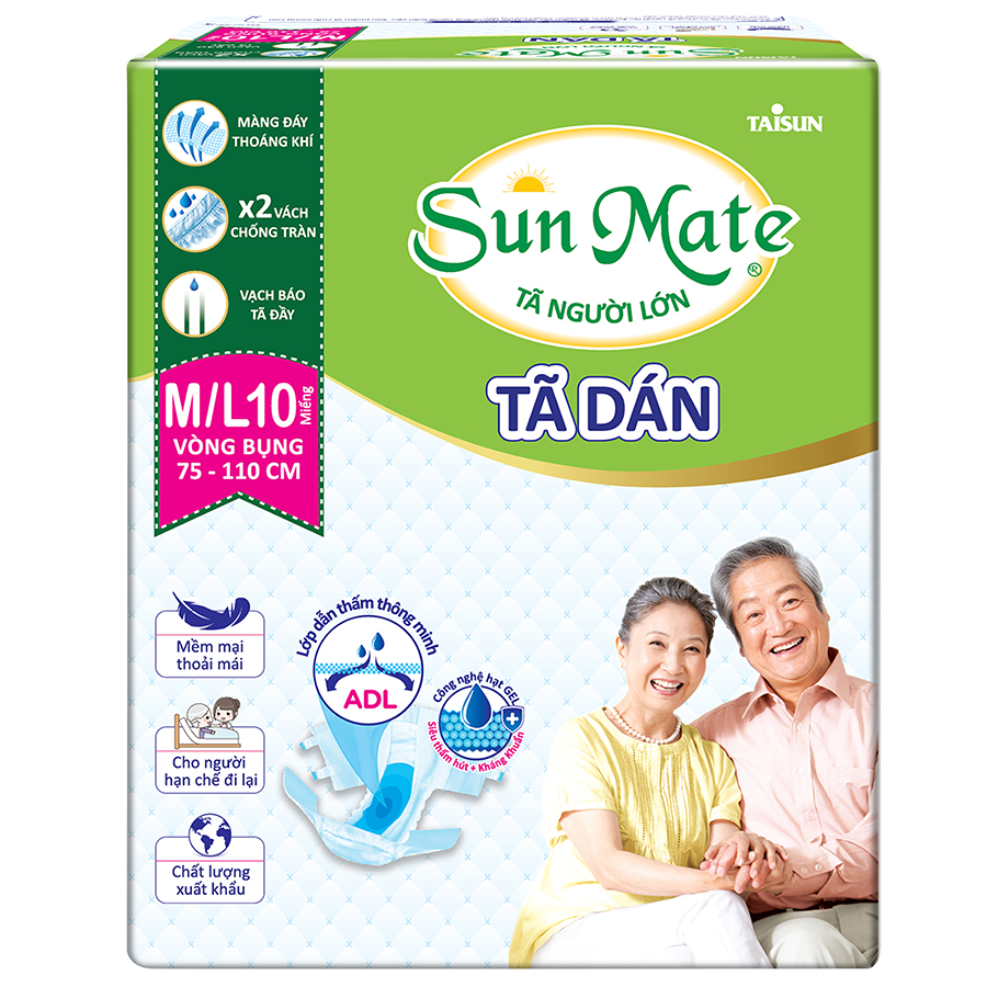 Combo 2 Tã Dán Người Lớn SunMate G2 Size M/L10 (10 Miếng)