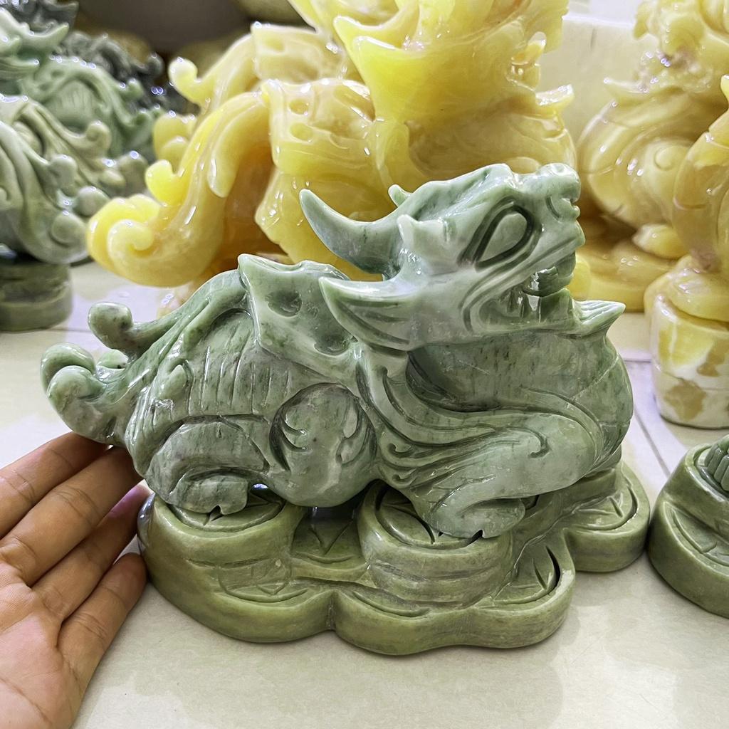 Tỳ hưu, tì hưu ngọc thật màu xanh ngọc dài 20cm, nặng 4kg/ cặp cho người mệnh Hỏa và Mộc