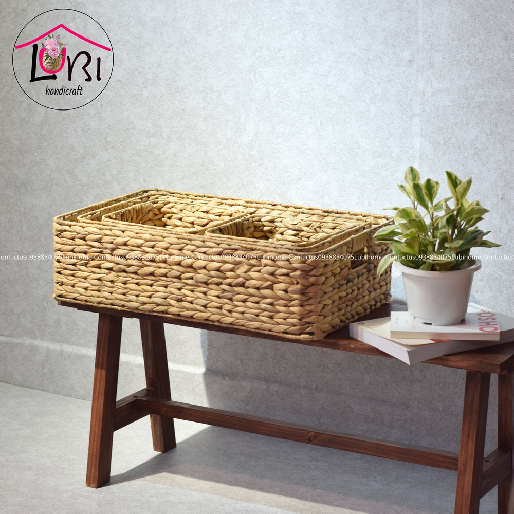 Lubihandicraft - Khay đựng đồ đan lục bình bo góc để giường - đẹp, tiện dụng