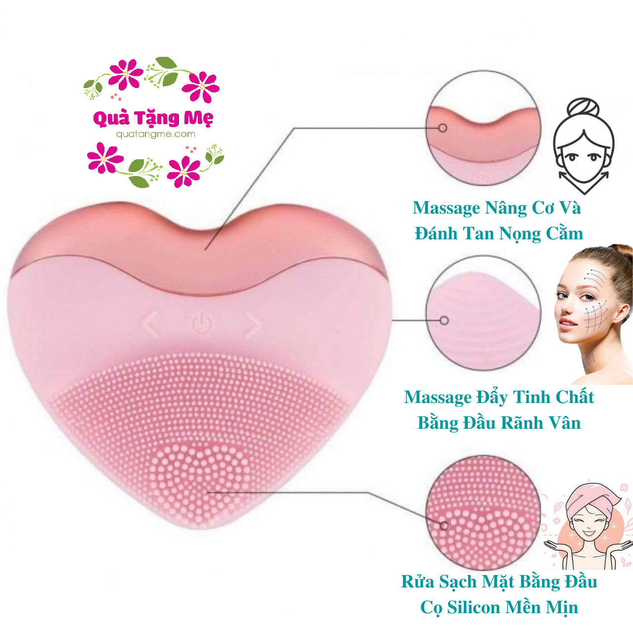 Máy rửa mặt máy massage mặt 2 trong 1 Giúp sạch sâu, massage, nâng cơ, tan nọng cằm, đẩy tinh chất - QuaTangMe Extaste