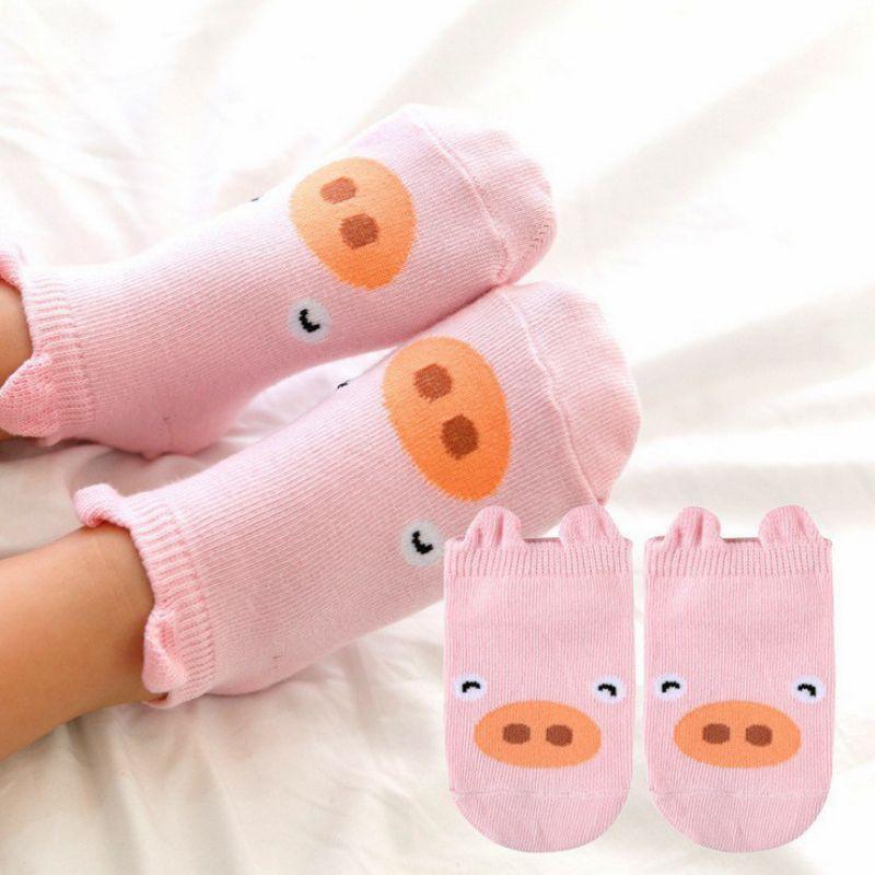 Combo 5 Tất cho bé sơ sinh hình thú đáng yêu chống trượt.