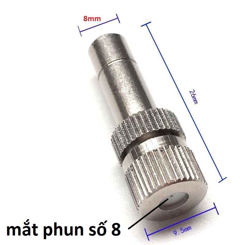 Combo 10 béc phun sương làm mát bằng inox mặt sứ số 2-3-4-6-8 béc phun sương tưới lan béc phun sương tưới cây