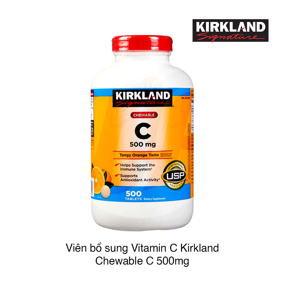 Viên Nhai Hỗ Trợ Bổ Sung Vitamin C 500mg Kirkland Của Mỹ, 500 viên