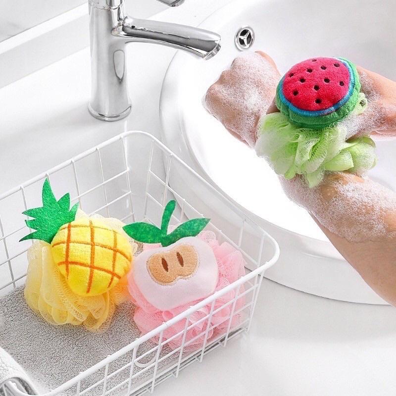 BÔNG TẮM TẠO BỌT HÌNH TRÁI CÂY SIÊU DỄ THƯƠNG CHẤT LIỆU MỀM MẠI BẢO VỆ DA