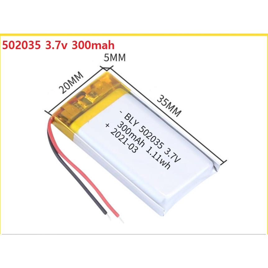 Pin Sạc Lithium Polymer 3.7V 300mah 502035 Cho tai nghe,loa Mp3 MP4 MP5 GPS PSP Bluetooth hàng mới