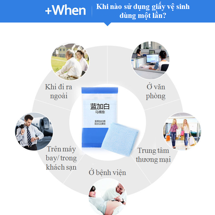 Túi 10 miếng giấy lót vệ sinh dùng một lần không thấm nước nhỏ gọn tiện dụng phù hợp với mọi lứa tuổi