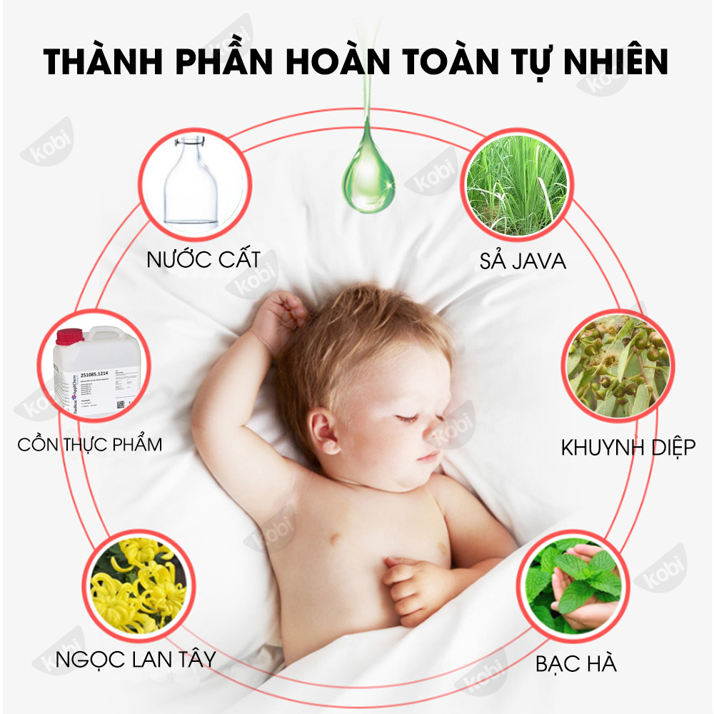 Xịt Tinh Dầu Đuổi Muỗi Sả Chanh Kobi Giúp Chống Muỗi, An Toàn Cho Bé