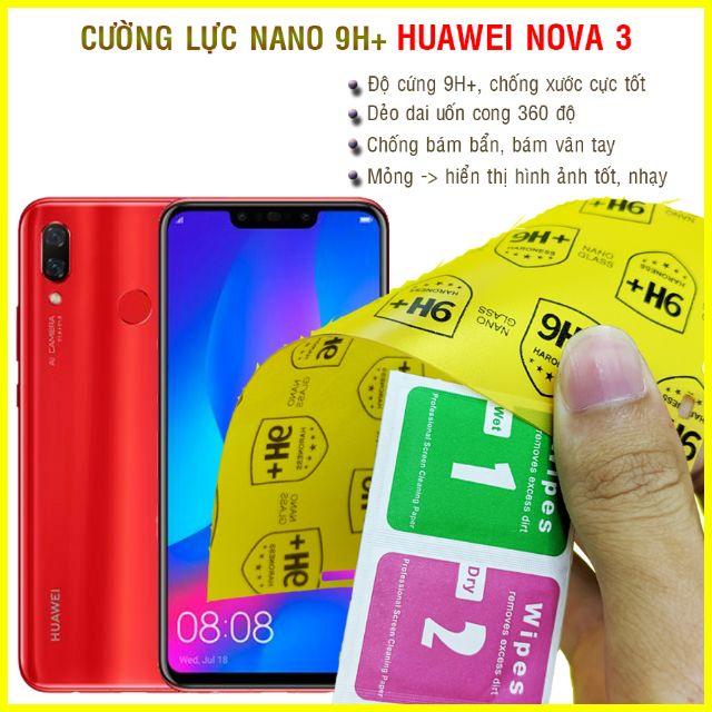 Dán cường lực dẻo nano mặt trước sau dành cho Huawei Nova 3