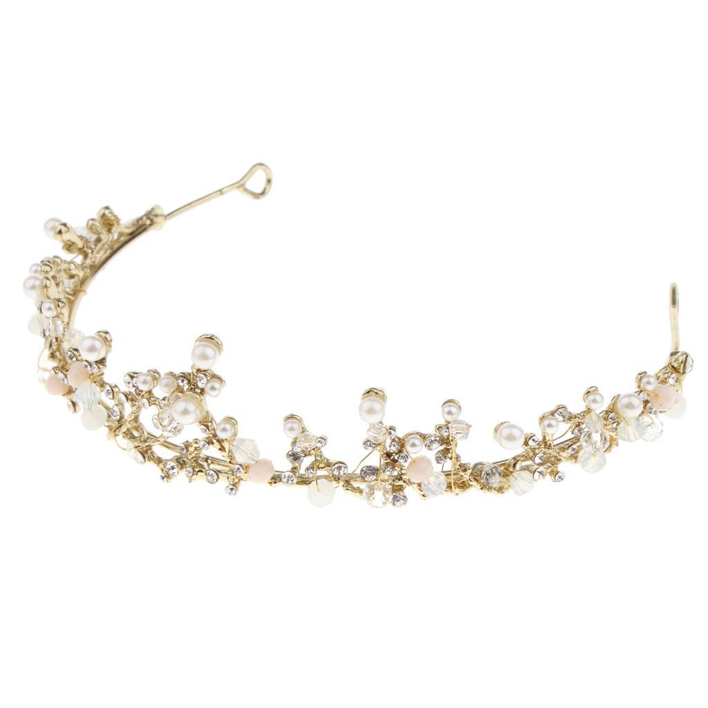 Wedding Crown Bridal Tiara Crystal Princess Headband Hair Accessory Gold