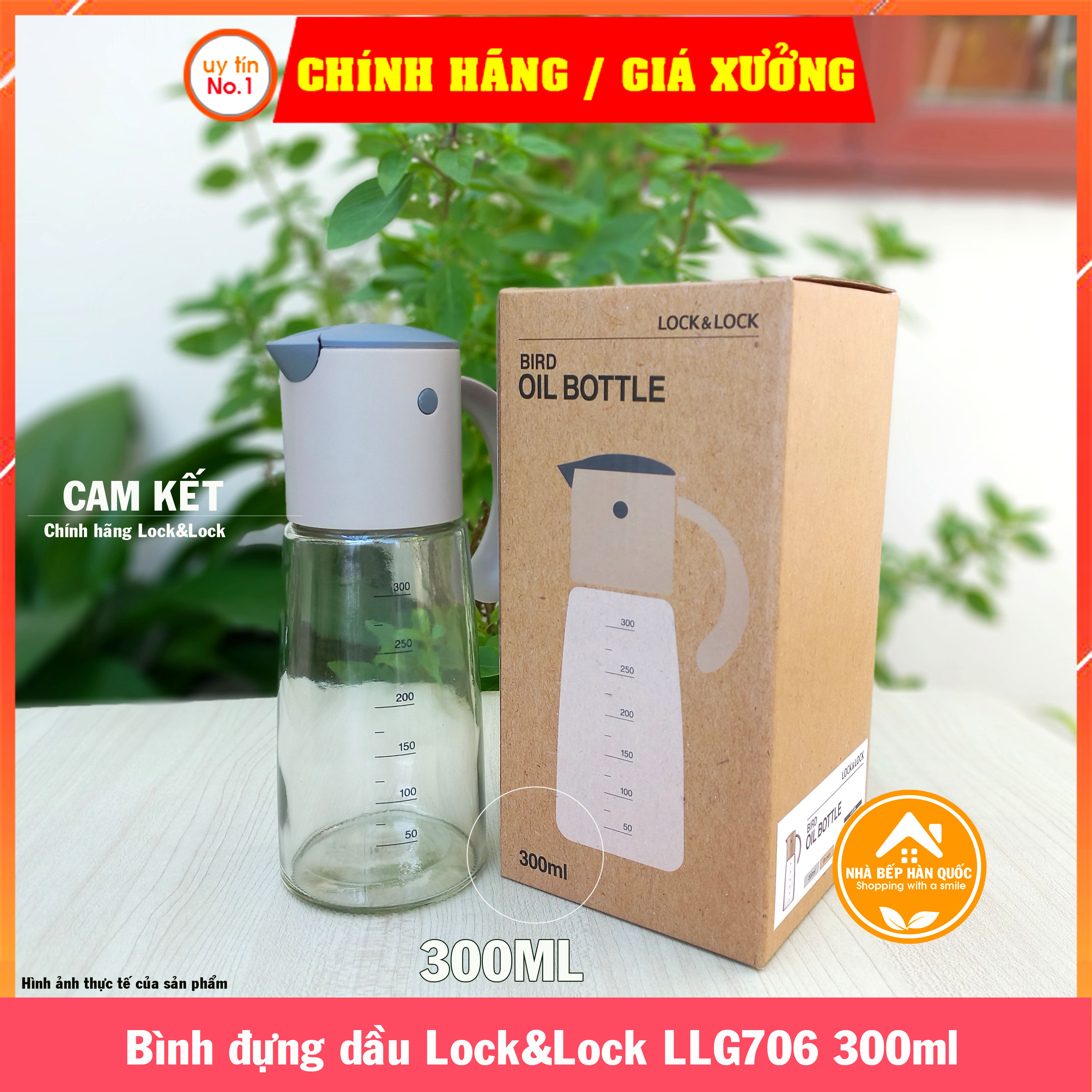 Bình rót dầu Bird Oil Bottle LLG706 300ML nắp tự động đóng mở, có chia vạch