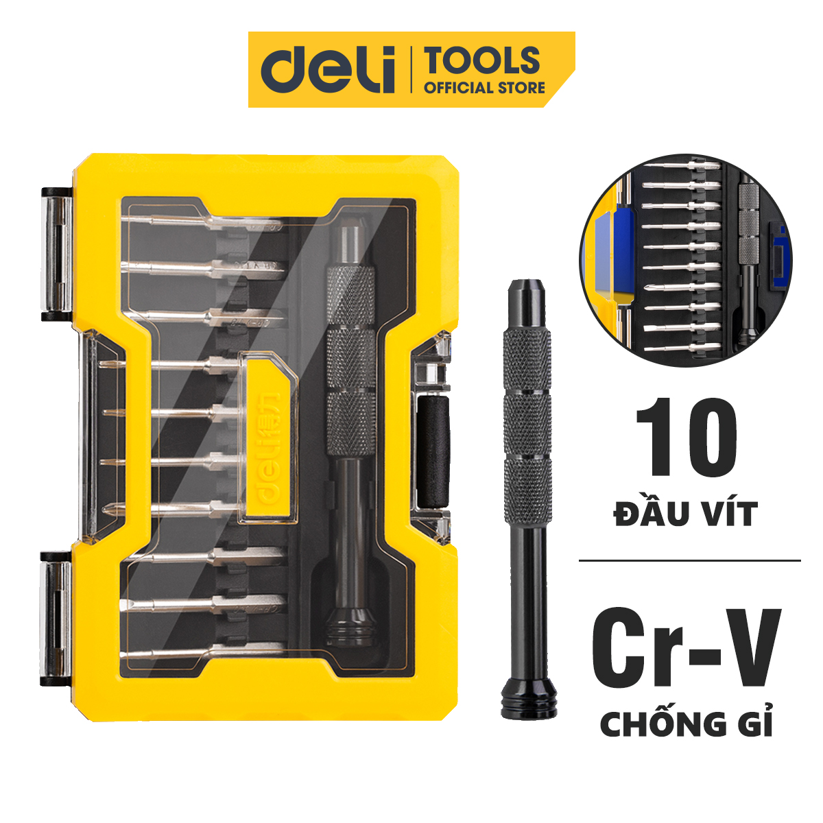 Bộ Tua Vít Sửa Chữa Deli 10 Đầu Vít Đa Năng - Chất Liệu Siêu Bền - Sử Dụng Nhiều Mục Đích DL240011L