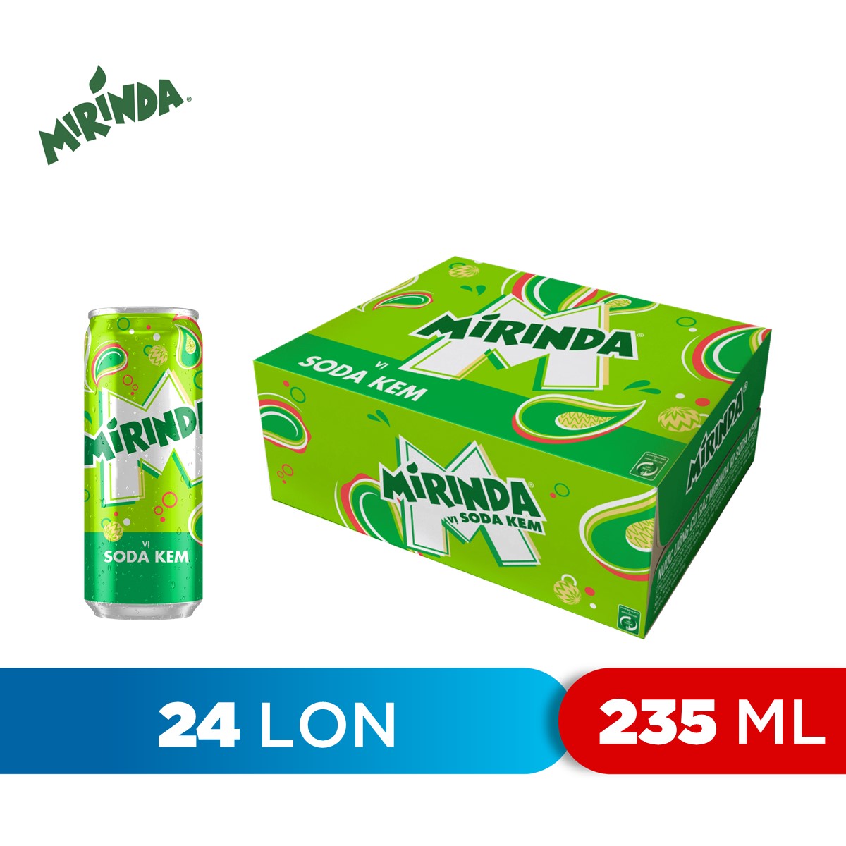 Thùng 24 Lon Nước Ngọt Có Gas Mirinda Soda Kem (235ml/lon)
