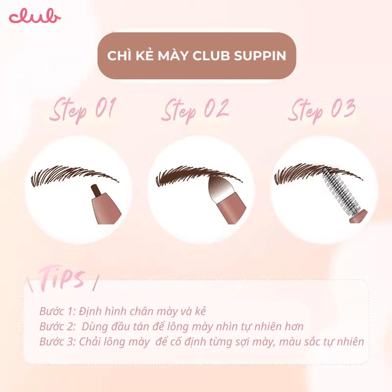 Chì Kẻ Mày Màu Nâu Tự Nhiên 3 In 1 Club Suppin Nhật Bản