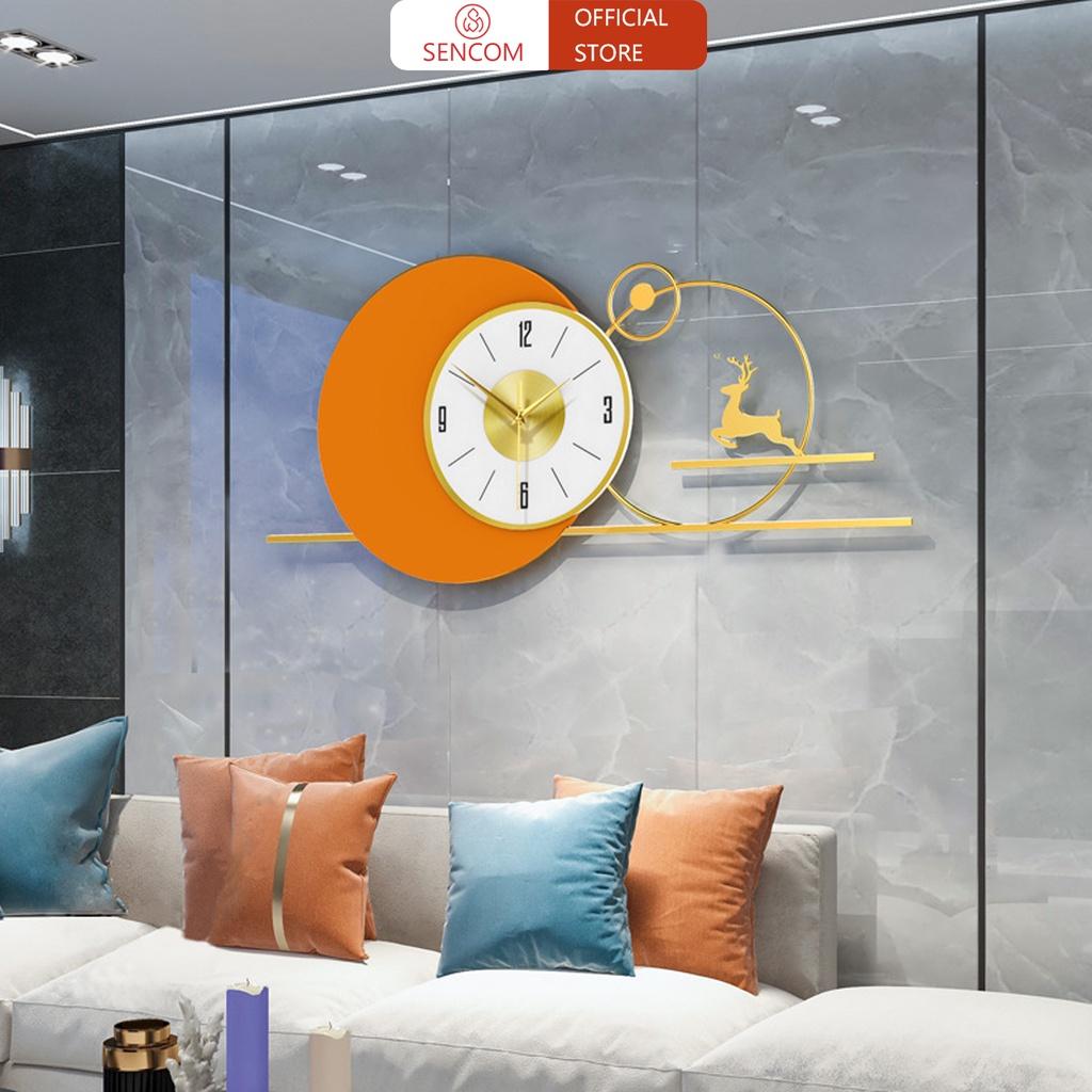 Đồng hồ treo tường phòng khách độc đáo SENCOM, đồng hồ trang trí decor phong cách Bắc Âu - JT2119-100
