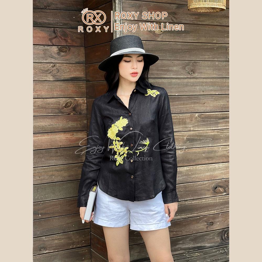 Áo Sơ Mi Linen Tay Dài Thêu Hoa