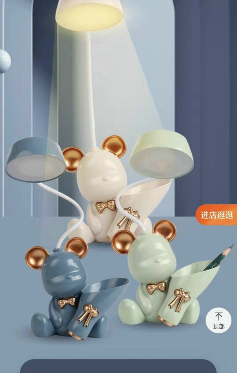 Đèn Học Desk Lamp Kèm Ống Bút Hình Gấu Bearbrick Đáng Yêu Cho Bé ( chọn màu nt cho shop )