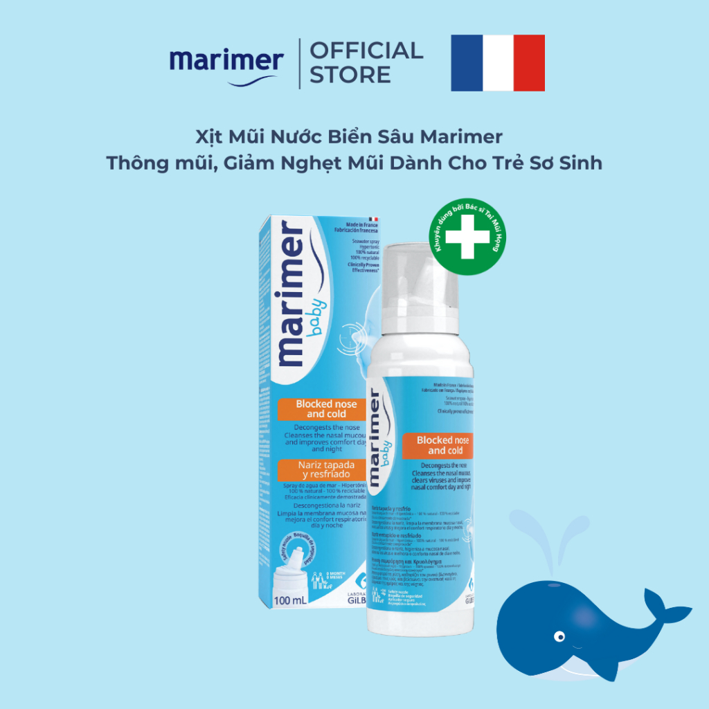 Xịt Mũi Nước Biển Sâu Marimer - Thông Mũi, Giảm Nghẹt Mũi, Hỗ Trợ Viêm Mũi
