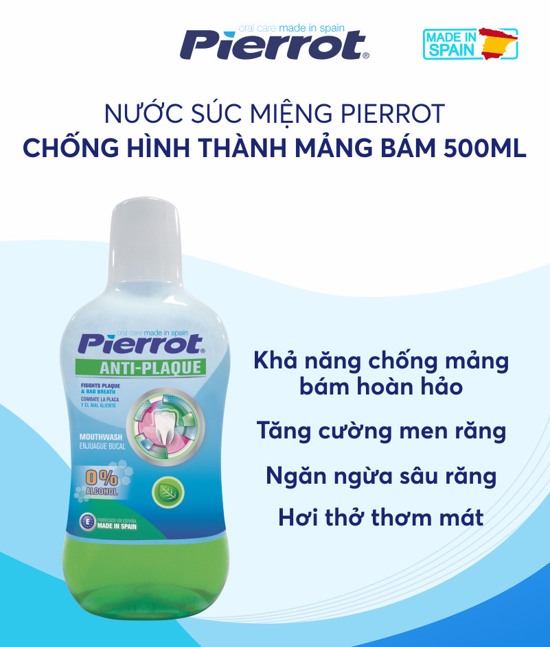 Nước súc miệng chống hình thành mảng bám Pierrot 500ml