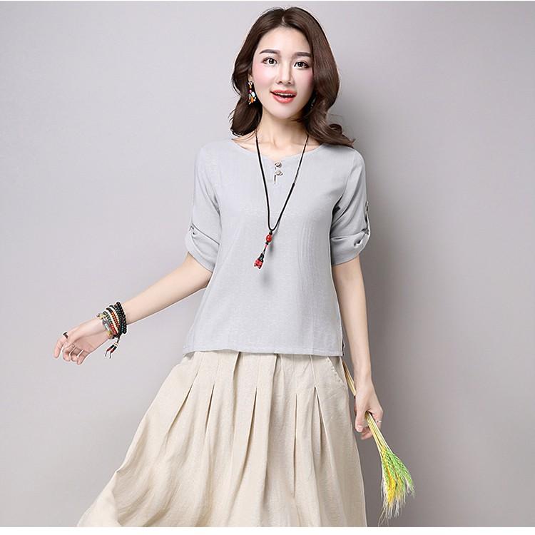 Áo nữ vải đũi phong cách nhật Đũi Việt SM38