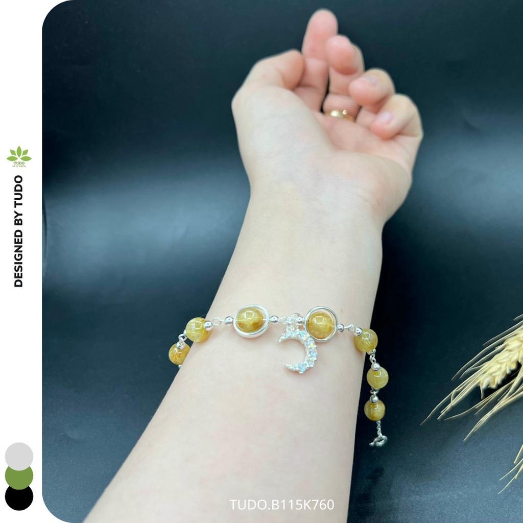 Vòng Tay Nữ Đẹp - Vòng Phong Thủy Mệnh Kim Thủy TUDO B115K760 Charm Mặt Trăng