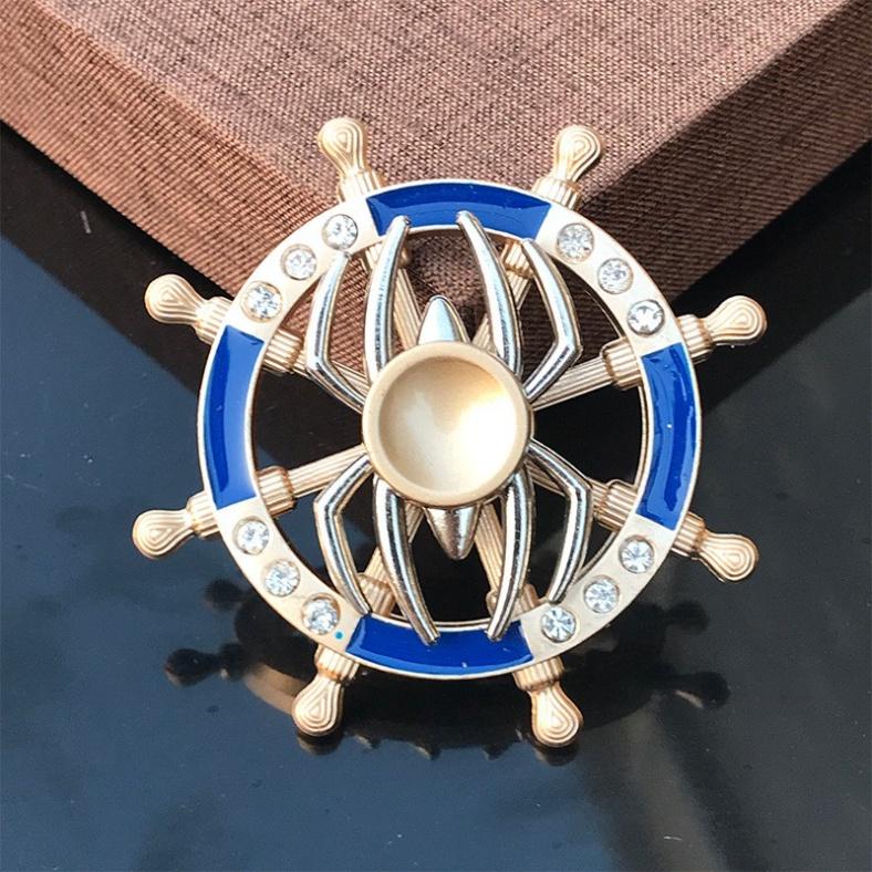 SPINNER Con quay Họa Tiết 8 cánh 6 viên đỏ thép 2 tầng 2 chế độ quay kép KIM LOẠI thép cực chắc chắn