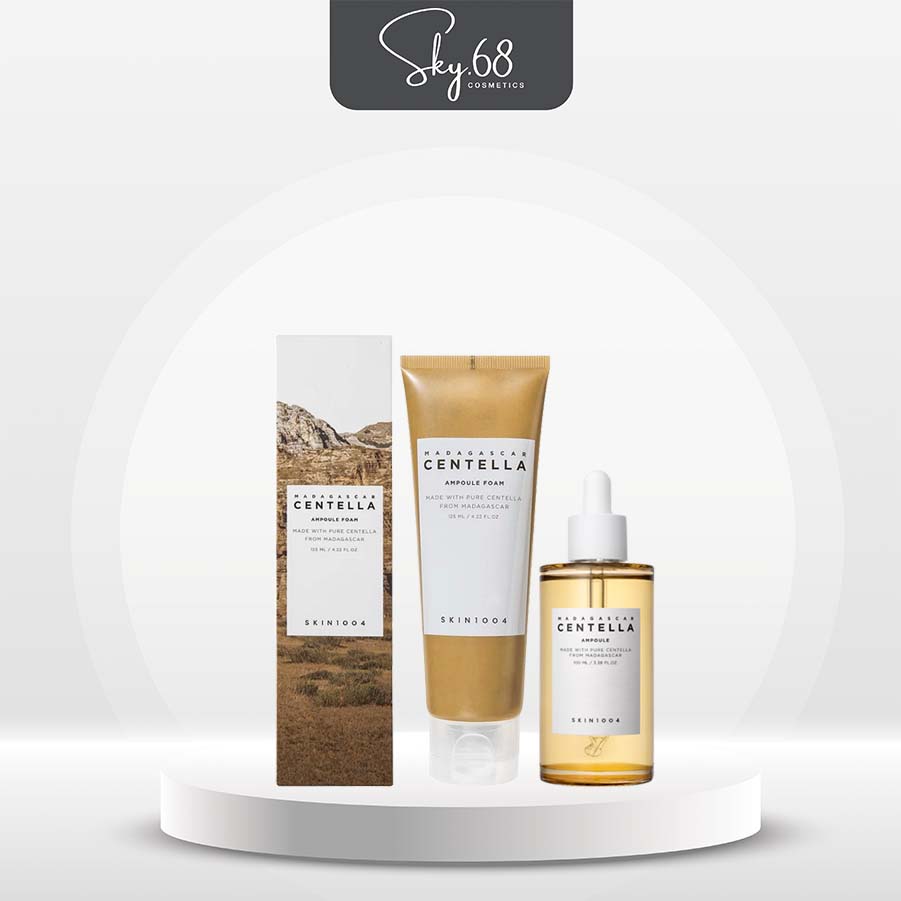 Combo Sữa Rửa Mặt và Tinh Chất Rau Má Phục Hồi Da Skin1004 Madagascar Centella