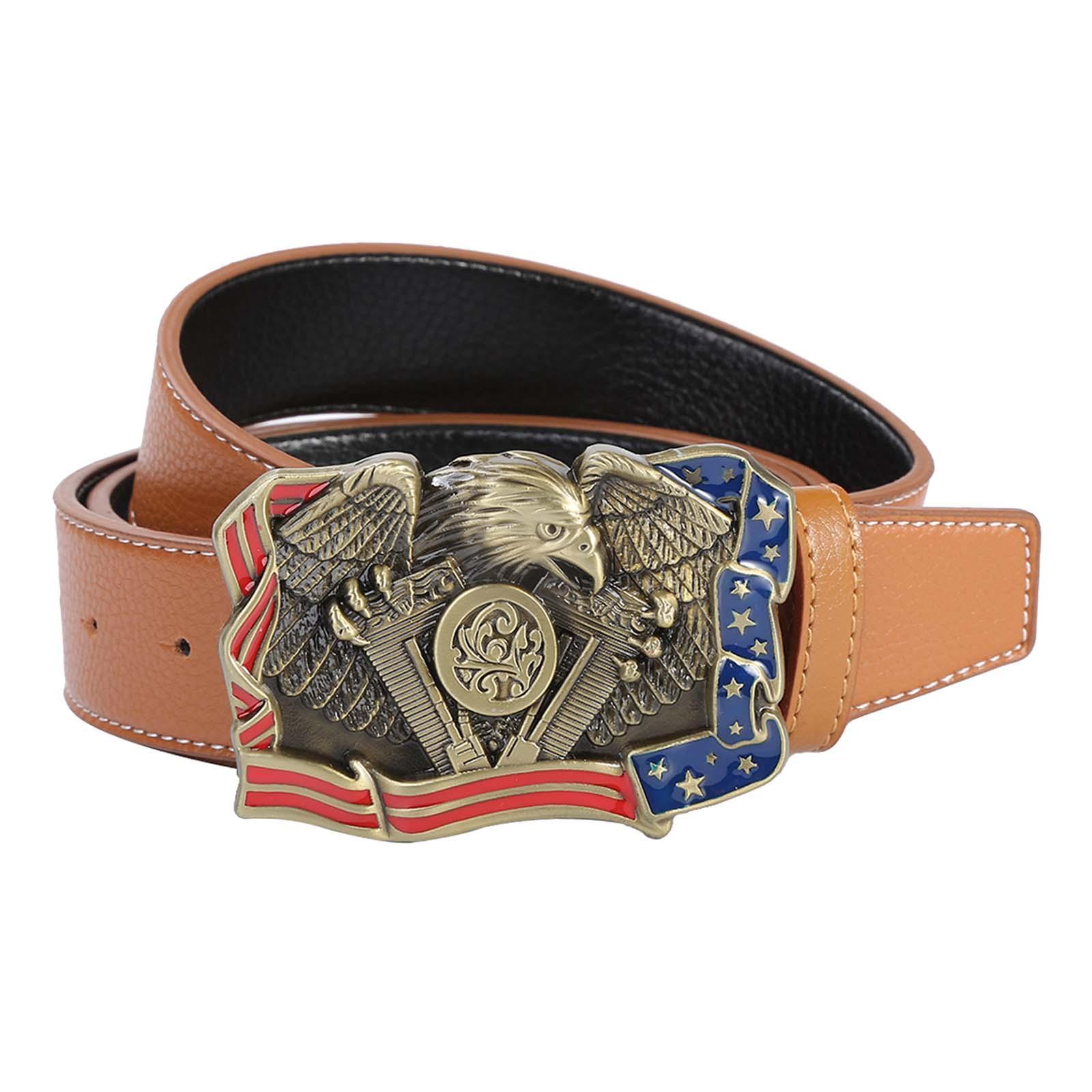 Mens PU Leather Belt with Buckle Waist Belt Dresses Belt Western Belts Women