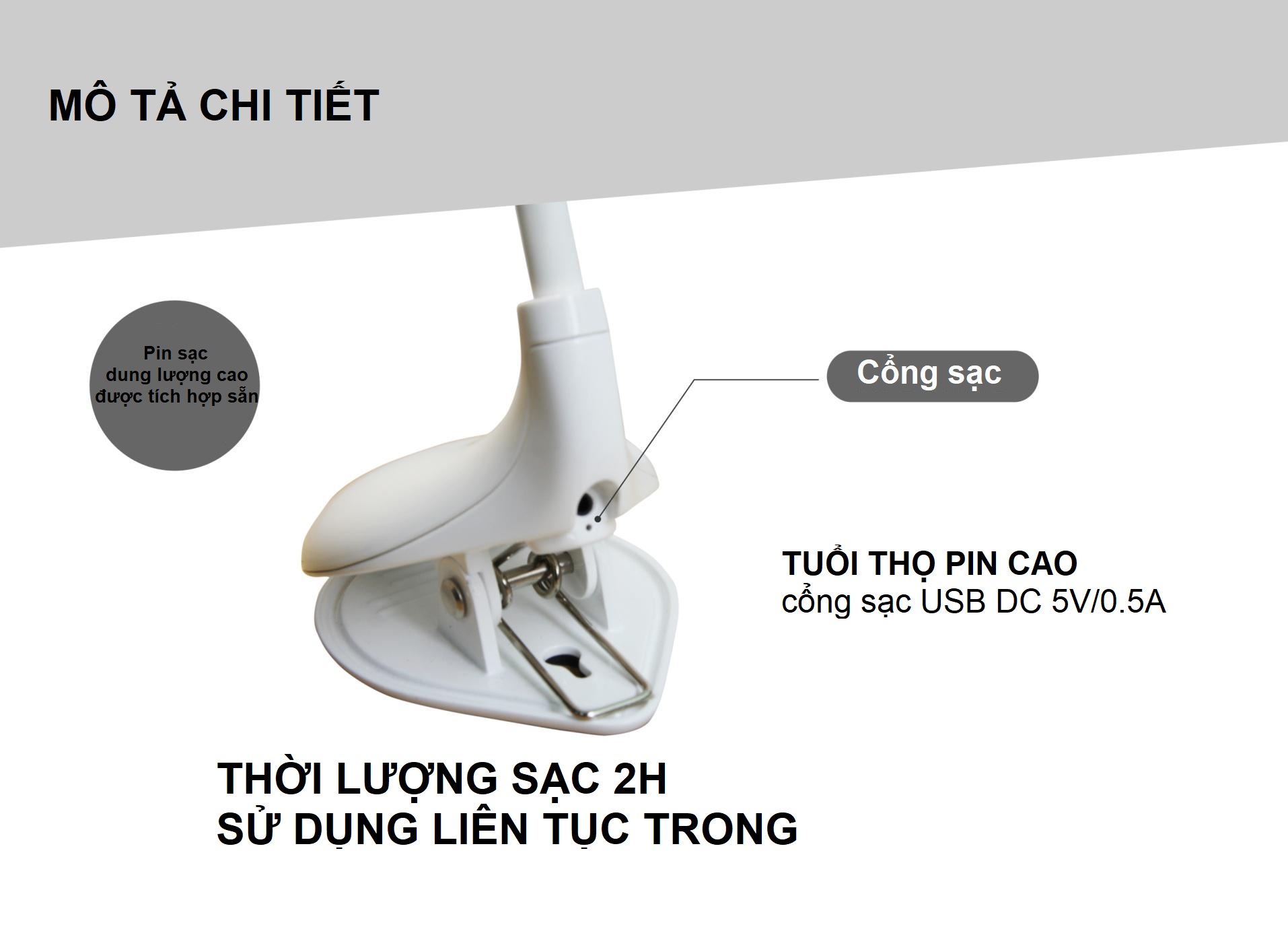 Đèn đọc sách di động kẹp bàn tiết kiệm pin MINIGOOD - EM017