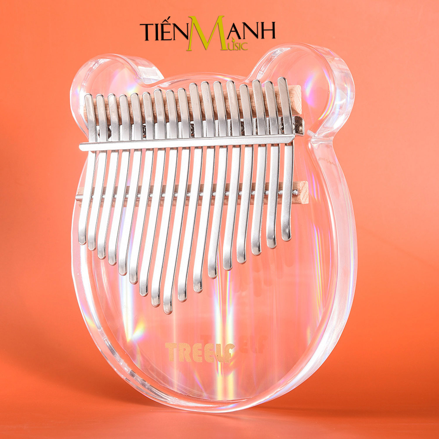 Đàn Kalimba Trong Suốt Treelf TF-17CRB Hình Gấu Màu Cầu Vồng Rainbow - 17 Phím Acrylic TF17CRB (Hộp cứng chống sốc, Búa chỉnh âm, Sticker dán note, Khăn lau, Sách học) - Kèm Móng Gẩy DreamMaker