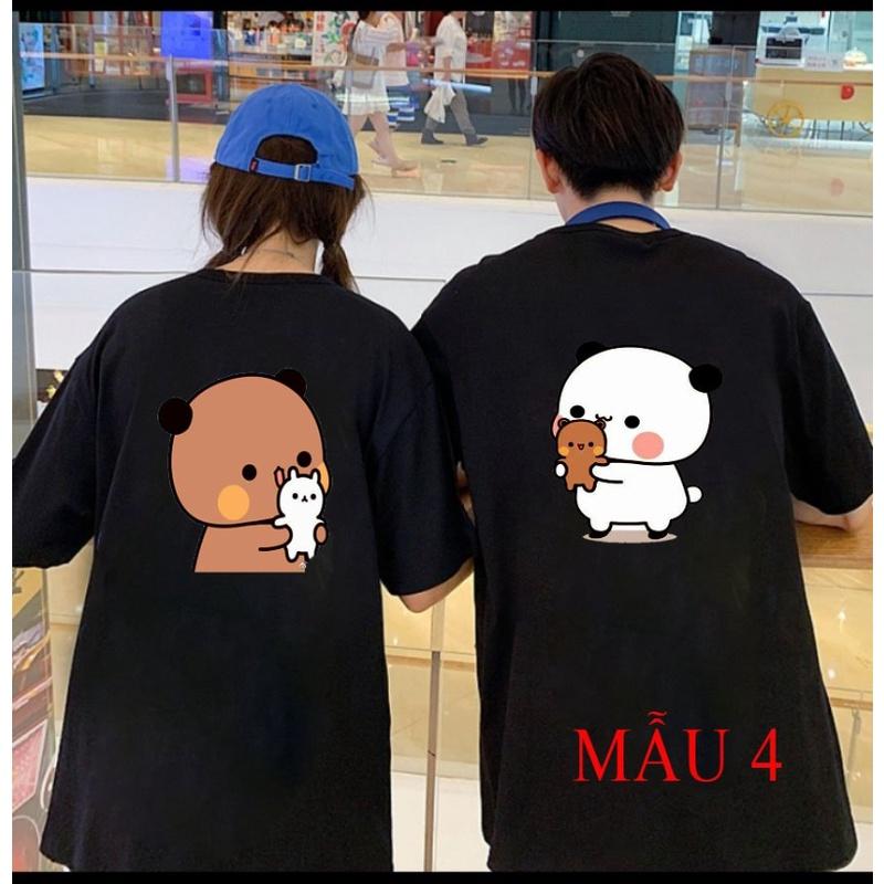 Áo thun đôi các mẫu gấu in lưng , phom rộng chất cotton thoáng mát