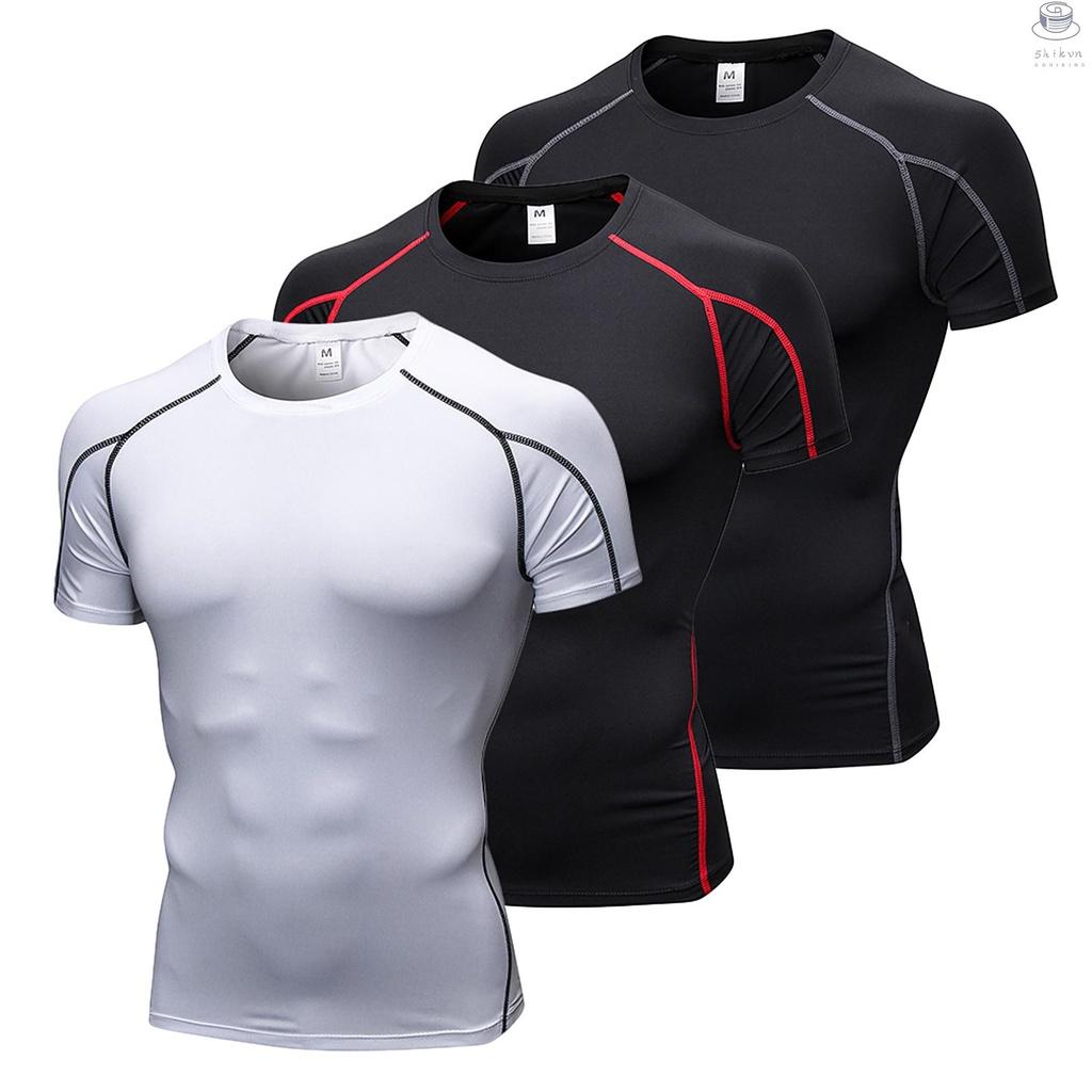 Set 3 áo thun thể thao ngắn tay thấm hút mồ hôi nhanh dành cho nam