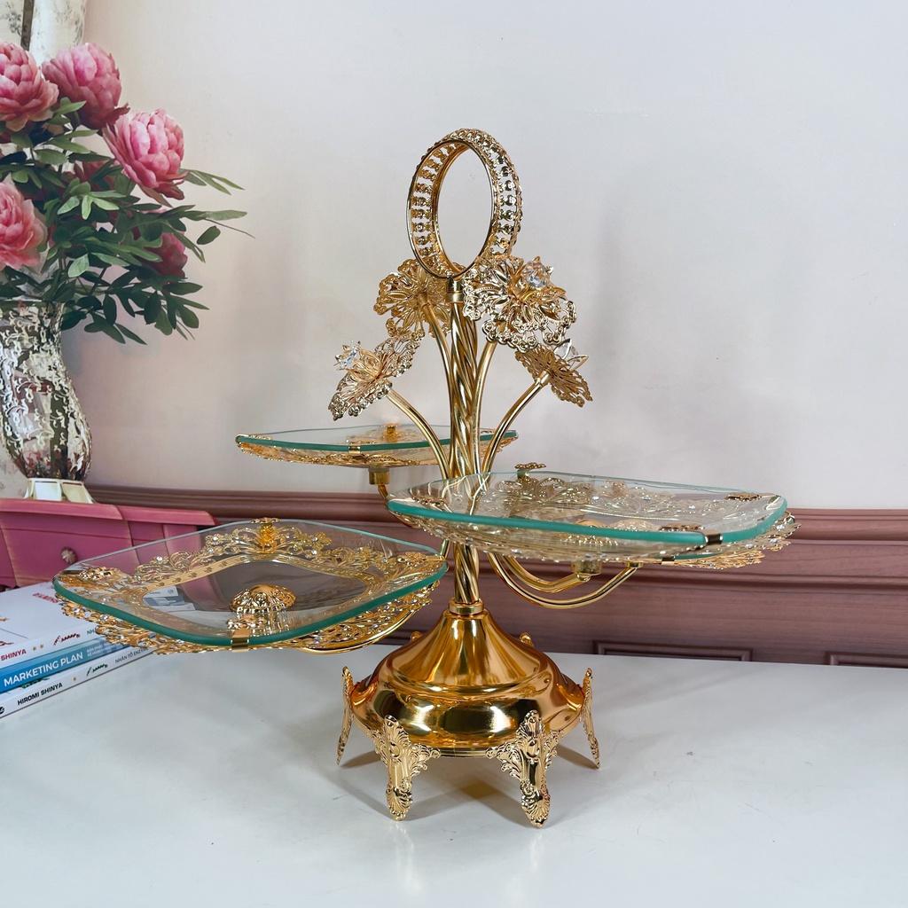 Đĩa quả họa tiết sơn trà tân cổ điển sang trọng tinh tế DQ20