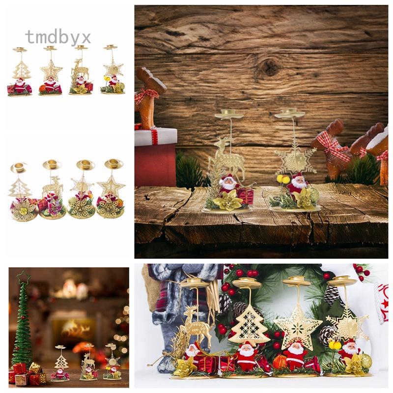 Giá Đỡ Đèn Cầy Bằng Sắt Phong Cách Giáng Sinh Dùng Trang Trí Bàn Làm Việc