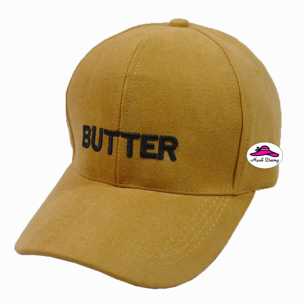 Nón kết nhung Ulzzang thêu chữ Butter đẹp, chất liệu vải nhung mềm mượt, có khóa tăng giảm size - Hạnh Dương